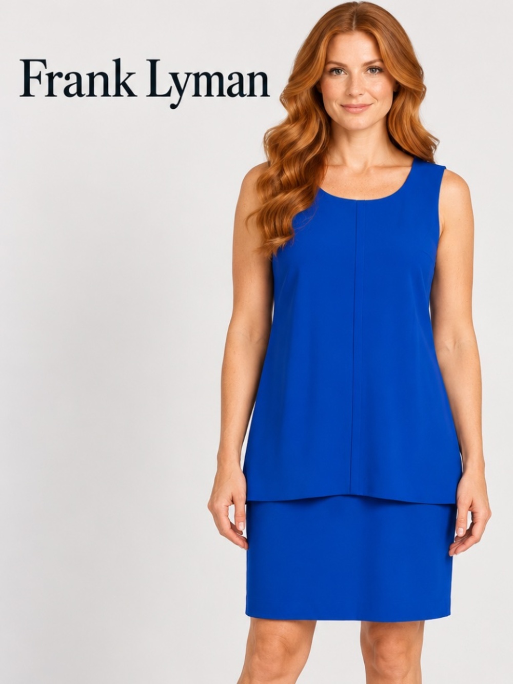 Frank Lyman royal blue sleeveless layer dress